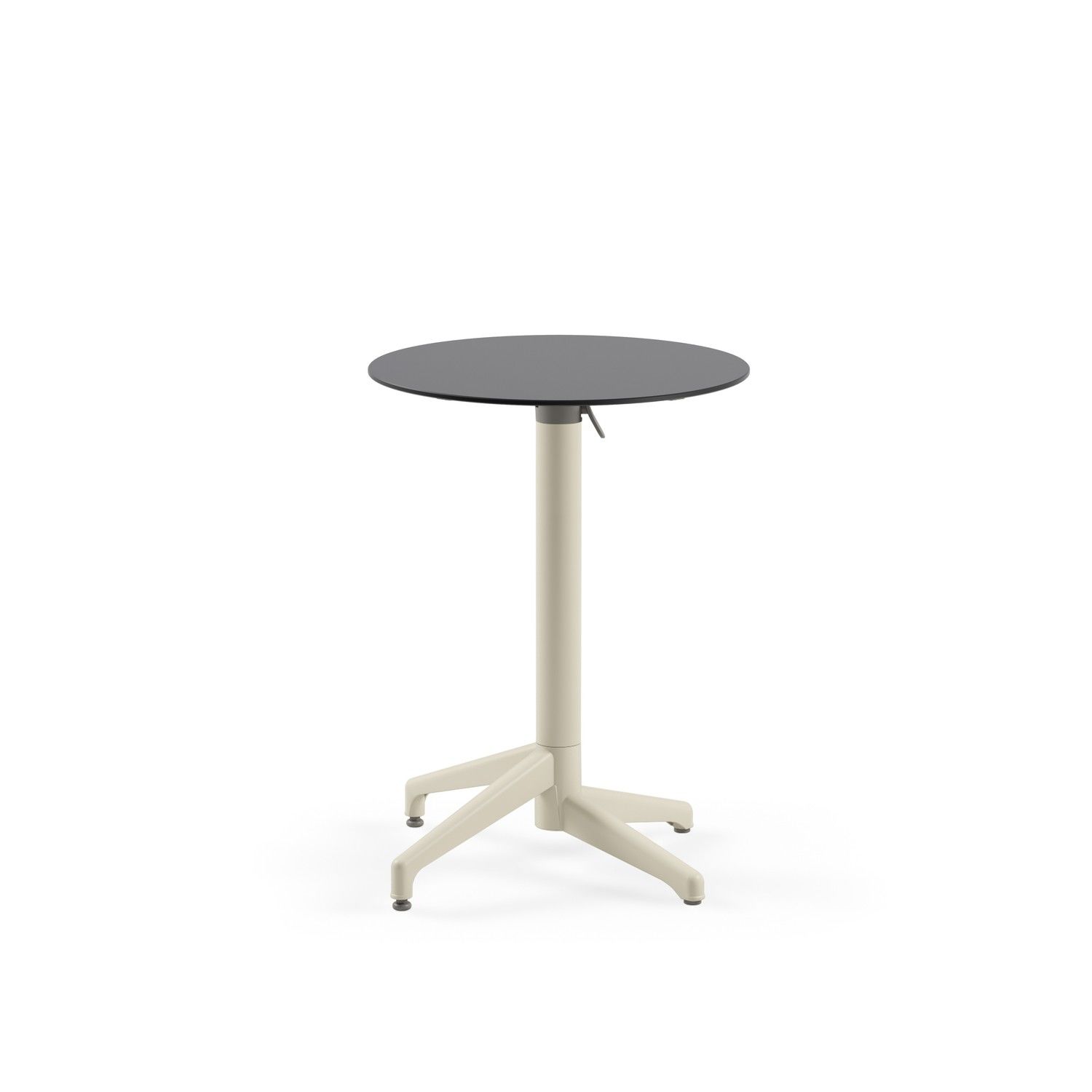 Compact Antrasit Katlanabilir Veranda Masası - 60 cm Yuvarlak Paslanmaz, Dayanıklı Compact Laminat Üst Tabla, İç ve Dış Mekan Kullanımı İçin