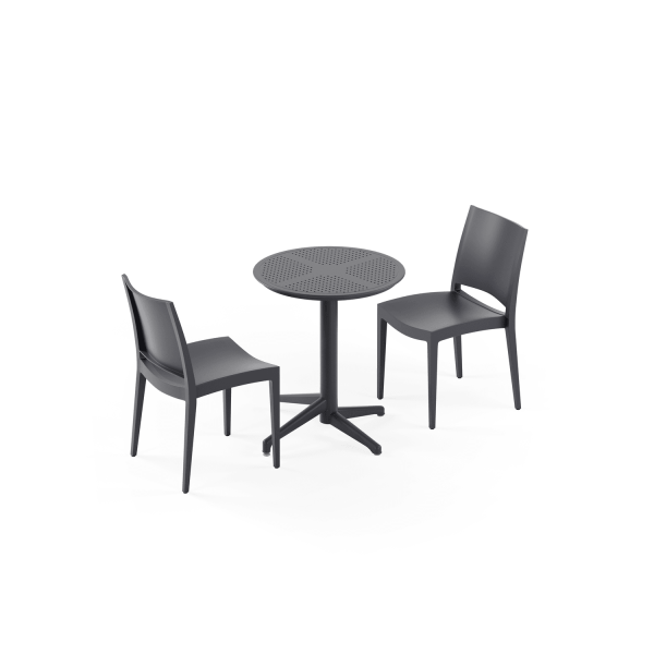 Antrasit 2 Kişilik Katlanabilir Bahçe Masa Sandalye 60 cm