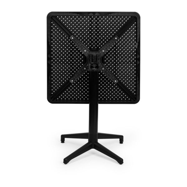 Siyah Katlanabilir Bahçe Masa Sandalye Takımı 2 Kişilik 70x70 cm | Paslanmaz Dış Mekan Masa Sandalye Seti Otel, Restoran, Cafe, Balkon, Teras