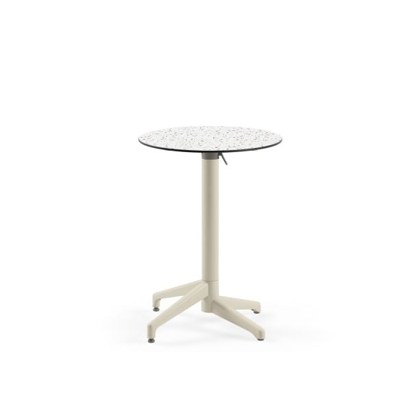 Terrazzo Desenli Compact Katlanır Mutfak Masası – 60 cm Yuvarlak, Paslanmaz, Yerli Üretim, İç ve Dış Mekan Kullanımı için Dayanıklı Masa