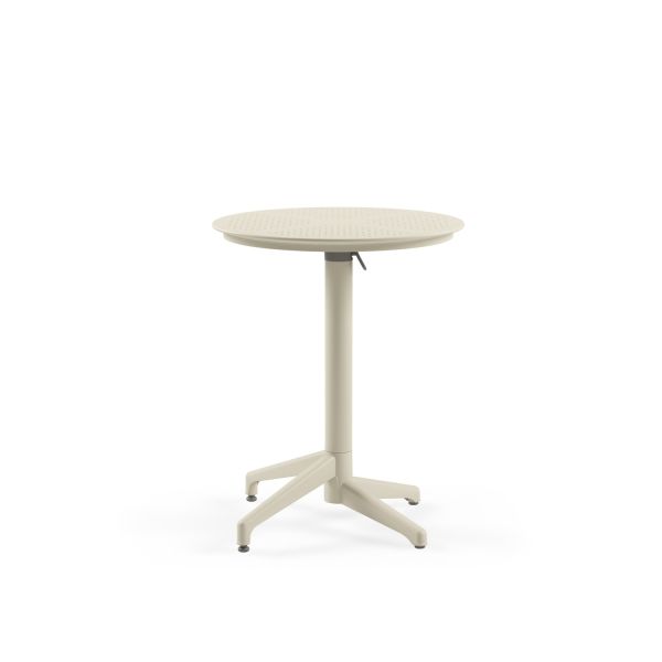 Bej 2 Kişilik Katlanır Yuvarlak Bahçe Masa Sandalye 60 cm