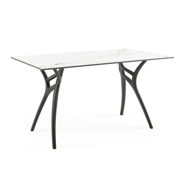 Beyaz Mermer Compact Bahçe Masa 80x140 Dayanıklı