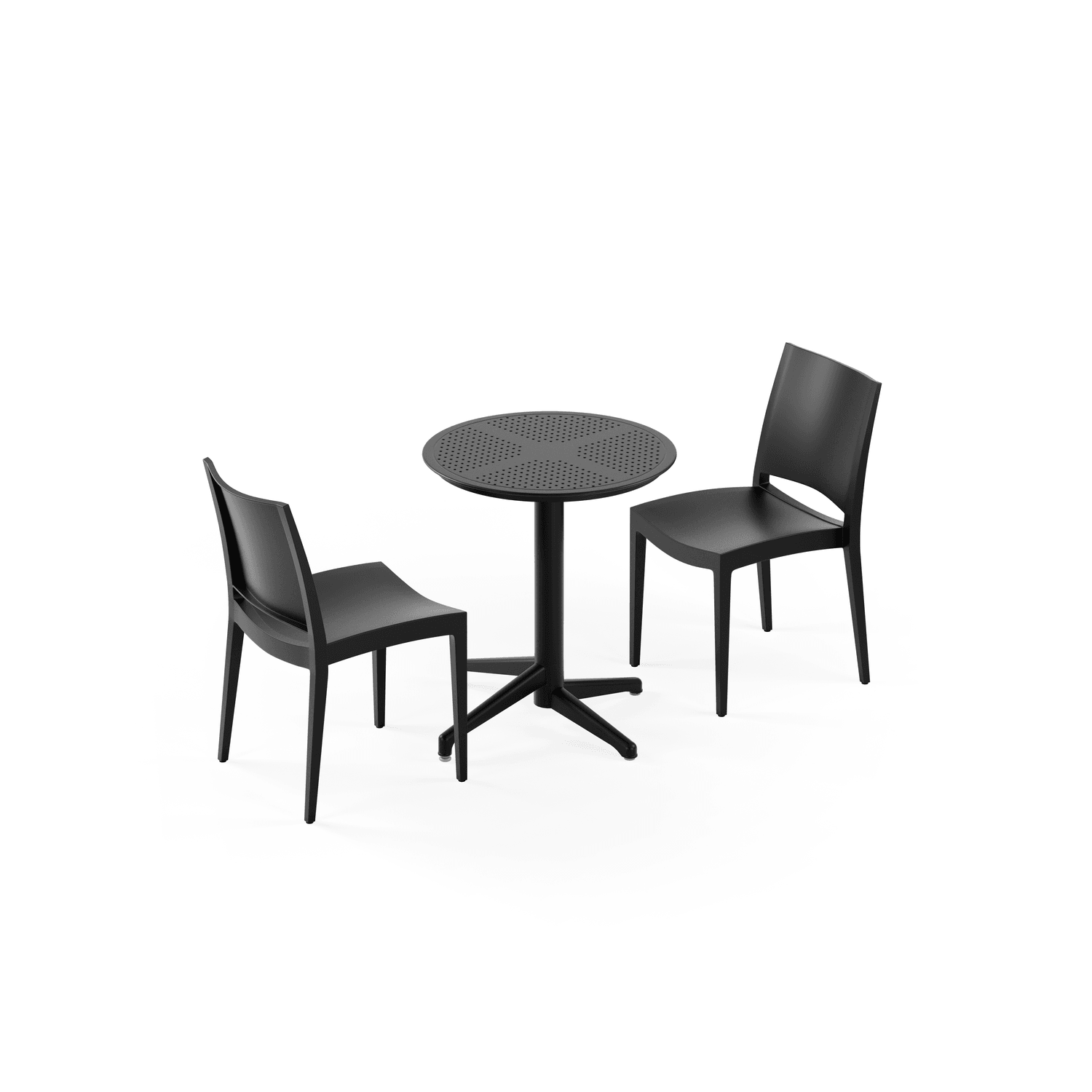 Siyah 2 Kişilik Katlanabilir Yuvarlak Bahçe Masa Sandalye