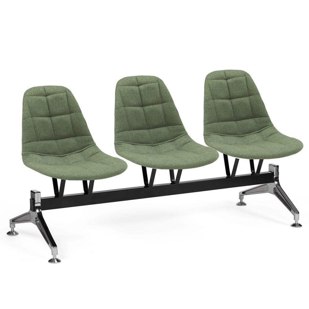 Yeşil Üçlü Bekleme Sandalyesi