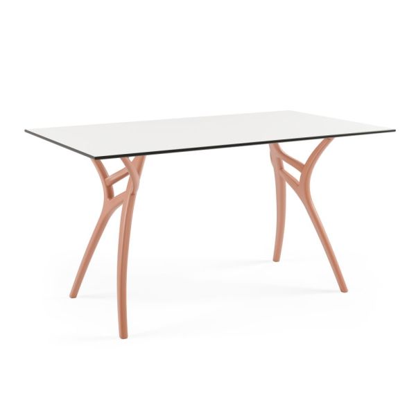 Terrakota Renk Ayak Beyaz Compact Mutfak Masası 80x140