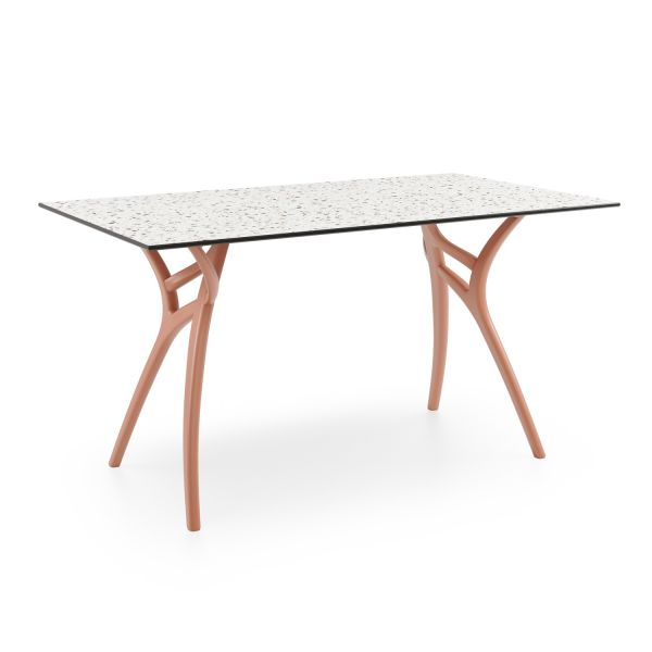 Terrakota Renk Ayak Terrazzo Compact Mutfak Masası 80x140