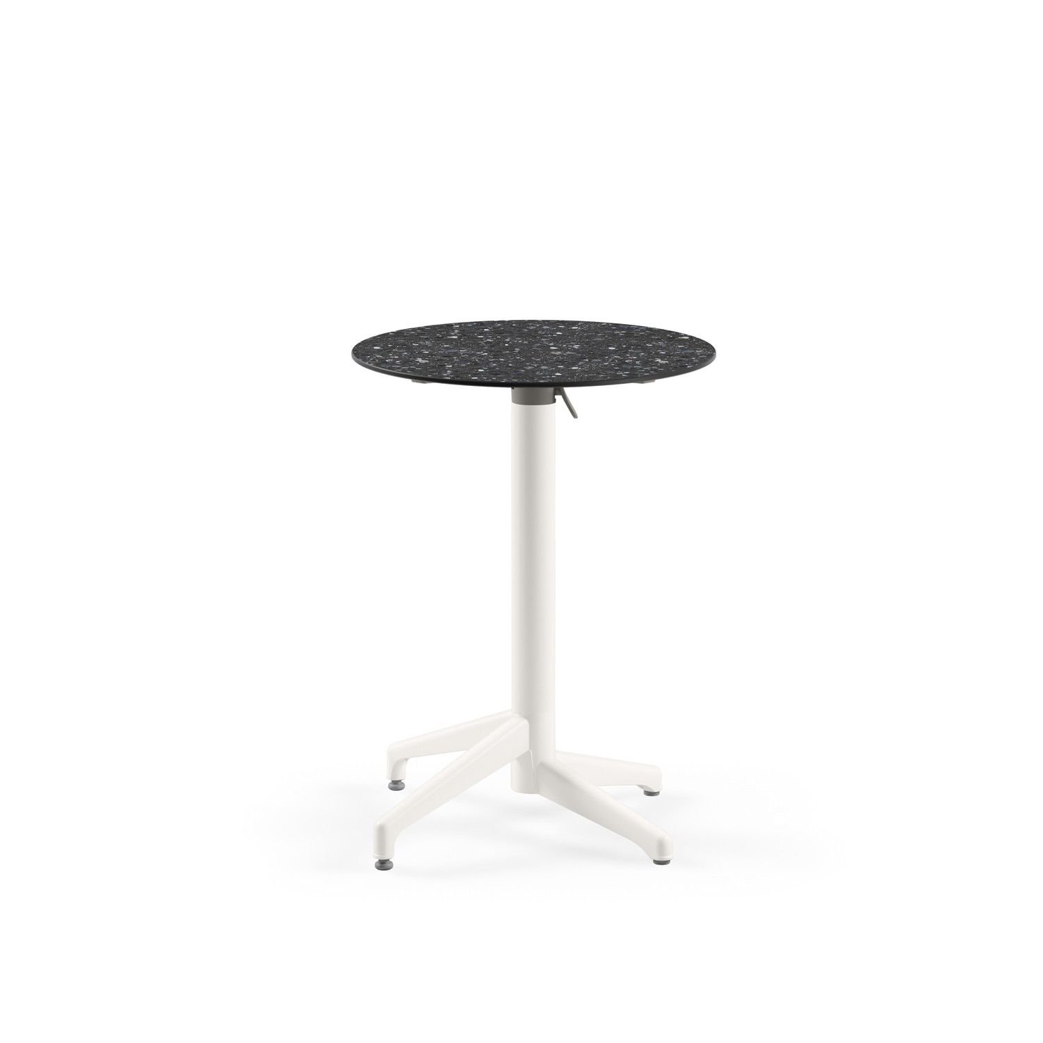 Compact Katlanır Açık Hava Bahçe Masası - 60 cm Yuvarlak Terrazzo Mermer Desenli, Paslanmaz, Dayanıklı ve Kolay Temizlenebilir
