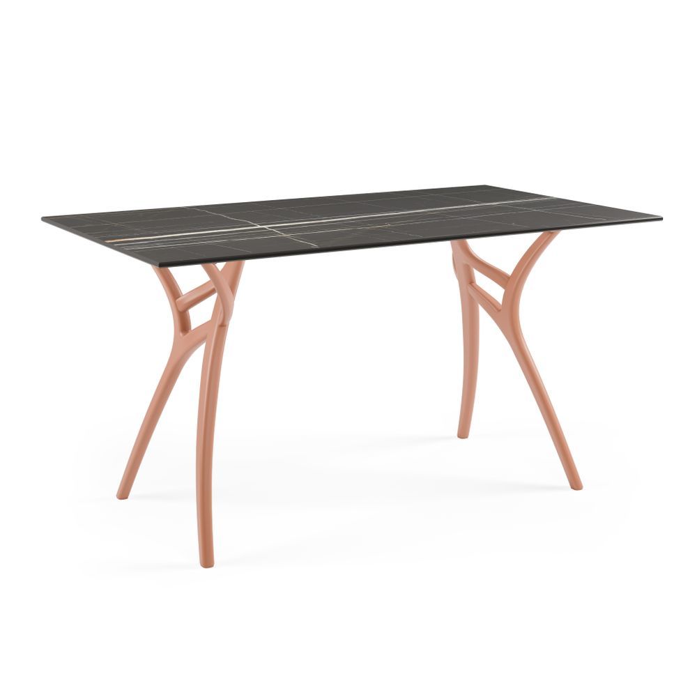 Terrakota Renk Ayak Siyah Mermer Compact Bahçe Masası