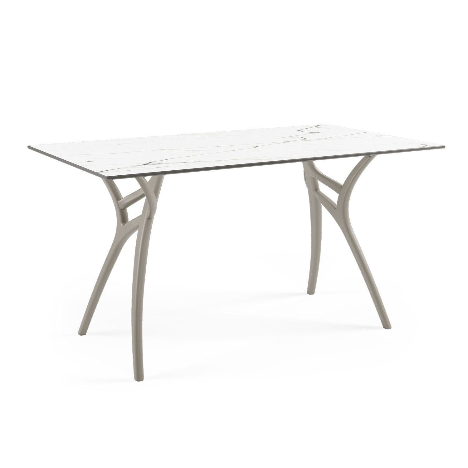 Beyaz Mermer Desenli Compact Bahçe Masa 80x140