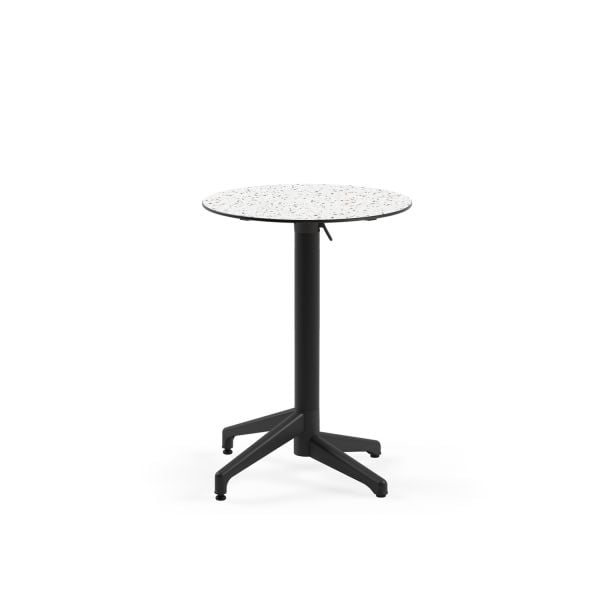 Terrazzo Mermer Desenli Compact Katlanır Bahçe Masası – 60 cm, Paslanmaz