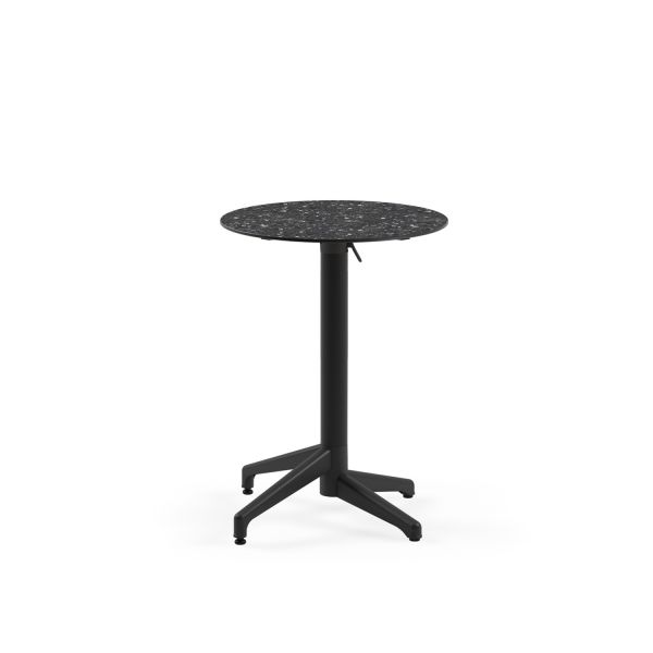 Compact Katlanır Bahçe Masası – 60 cm Terrazzo Mermer Desenli, Paslanmaz, Yerli Üretim, CATAS Testli, Restaurant, Cafe İç ve Dış Mekan Kullanımına Uygun