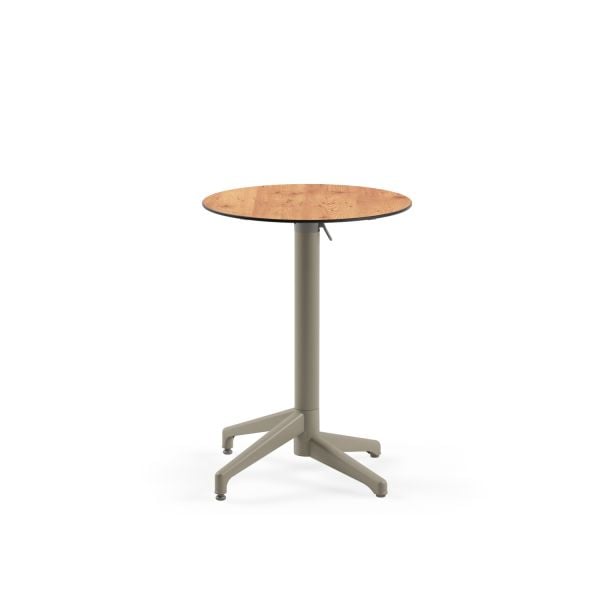 Compact Novecento Katlanır Bahçe Masası - 60 cm Yuvarlak, Paslanmaz, Ahşap Laminat, Dış ve İç Mekan Kullanımına Uygun