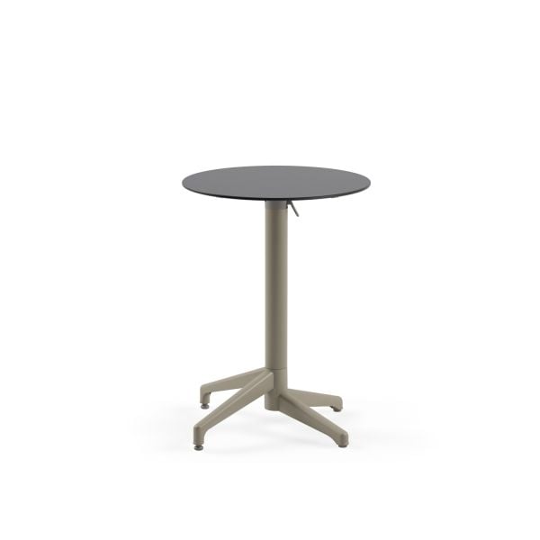 Paslanmaz Compact Katlanır Otel Bahçe Masası - 60 cm Yuvarlak, Antrasit Gri Laminat, Vizon Ayaklı, Yerli Üretim, Dayanıklı ve Şık Tasarım
