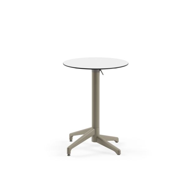 Paslanmaz Compact Katlanır Bahçe ve Kafe Masası – 60 cm Yuvarlak, Beyaz Laminat, Dayanıklı ve Şık Tasarım