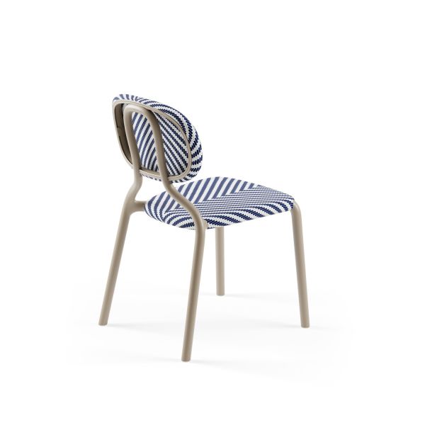 Kum Beji Mavi Beyaz Desenli Fileli Bahçe Sandalyesi