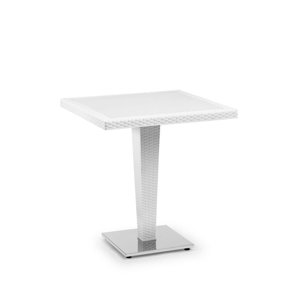 Beyaz Dış Mekan Bahçe Masası Estetik ve Dayanıklı Rattan Plastik Tasarım 70x70.cm