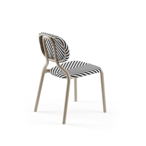 Kum Beji Siyah Beyaz Desenli Fileli Bahçe Sandalyesi