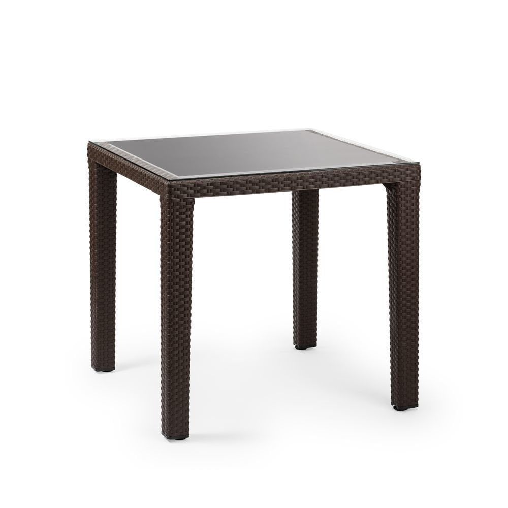 Bahçe Masası 80x80 cm Kare Venge Renk Rattan Plastik Dış Mekan Bahçe Masası Çeşitli Kullanım Alanları için Ideal