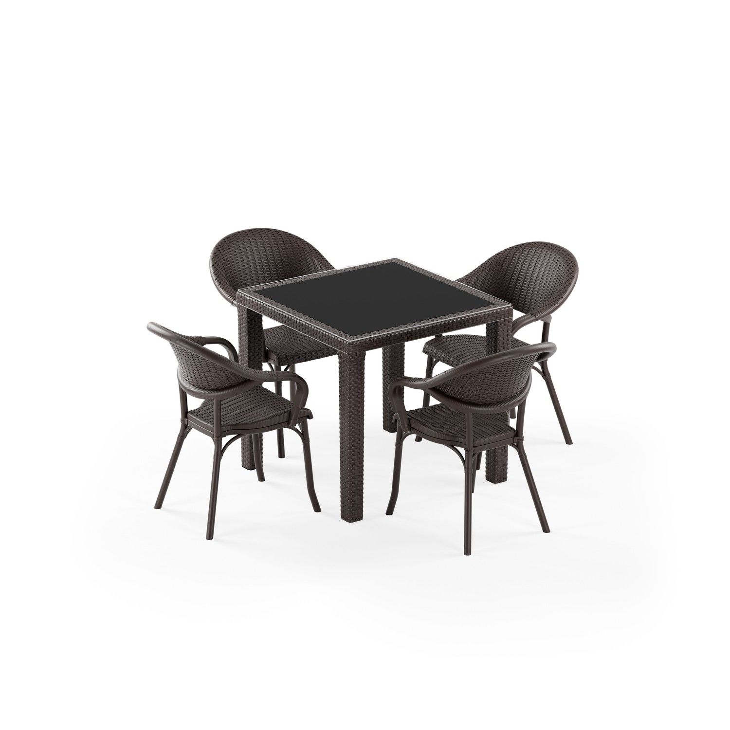 Venge Bahçe Masa Sandalye Takımı 4 Kişilik 80x80 cm