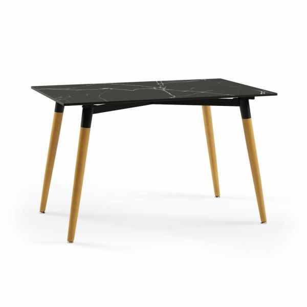 Isıya Ve Çizilmeye Karşı Çok Dayanıklı Örtü Sermeden Kullanılır Siyah Compact Mermer Otel Masa Sandalye Takımı 140x80.cm