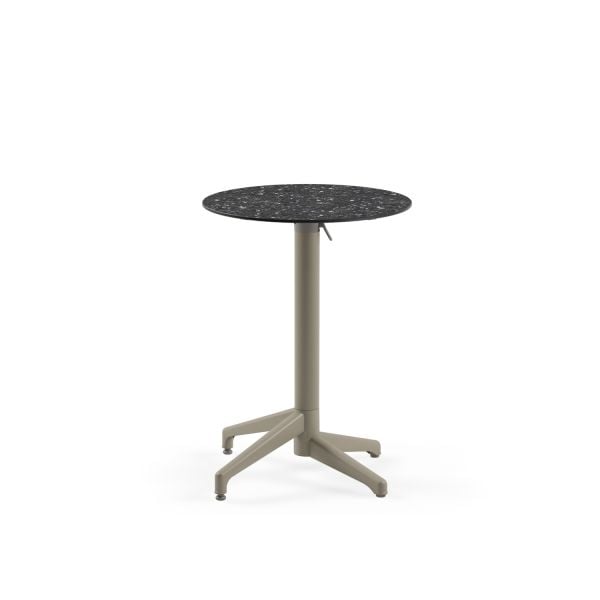 Katlanabilir Compact Bahçe Masası - Terrazzo Desenli, Balkon, Teras, Kafe, Restoran ve Otel Kullanımına Uygun, 60 cm Yuvarlak