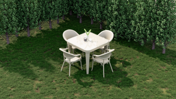 Bej Dış Mekan Bahçe Masa Sandalye Takımı 4 Kişilik 90x90