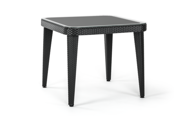 Siyah Dış Mekan Kare Masa Sandalye Takımı 4 Kişilik 90x90