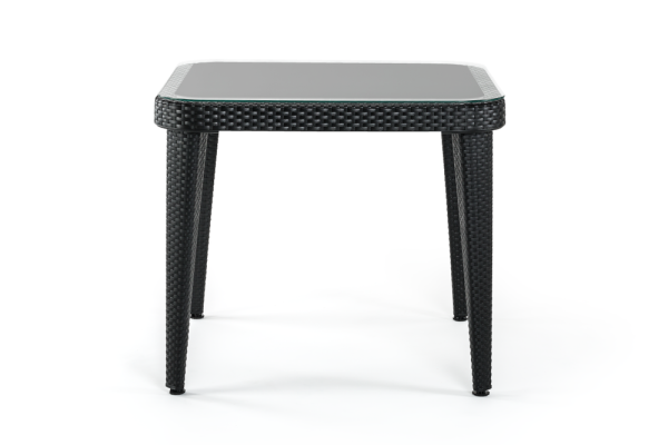 Siyah Dış Mekan Kare Masa Sandalye Takımı 4 Kişilik 90x90