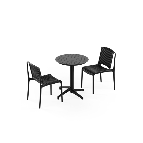 Siyah 2 Kişilik Yuvarlak Katlanır Bahçe Masa Sandalye Takımı 60 cm