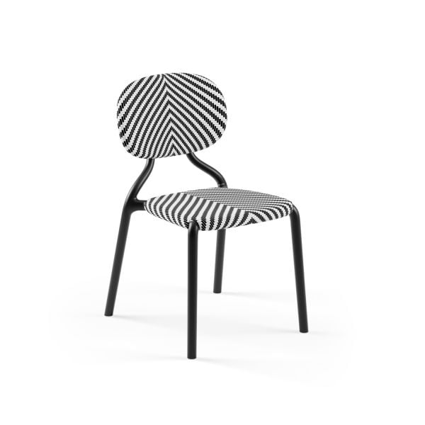 Bahçe Sandalyesi Siyah Gövde Siyah Beyaz Desenli Fileli