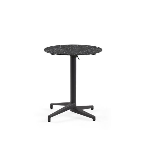 Compact Katlanır Dış Mekan Masası - 70 cm Terrazzo Desenli, Paslanmaz, Bahçe ve Cafe Kullanımına Uygun