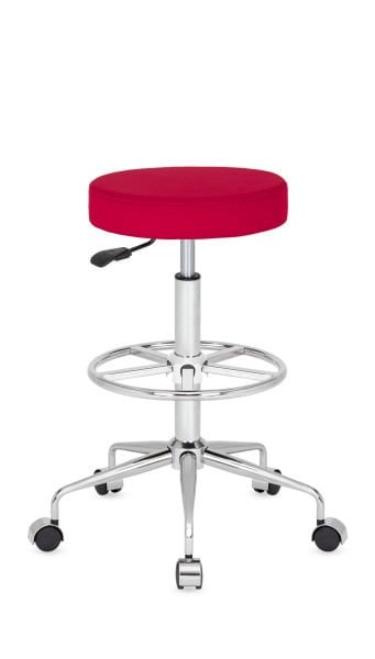 Tekerlekli Kırmızı Yüksek Bar Taburesi Ayarlanabilir Silinebilir Şık ve Ergonomik