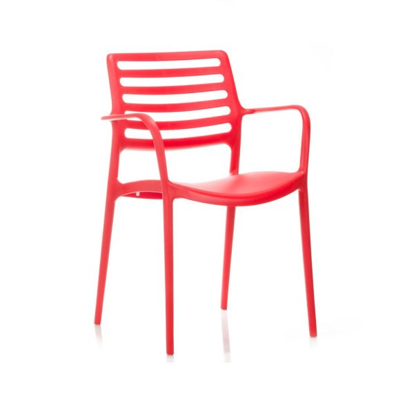 Bella kırmızı kollu dış mekan bahçe sandalyesi