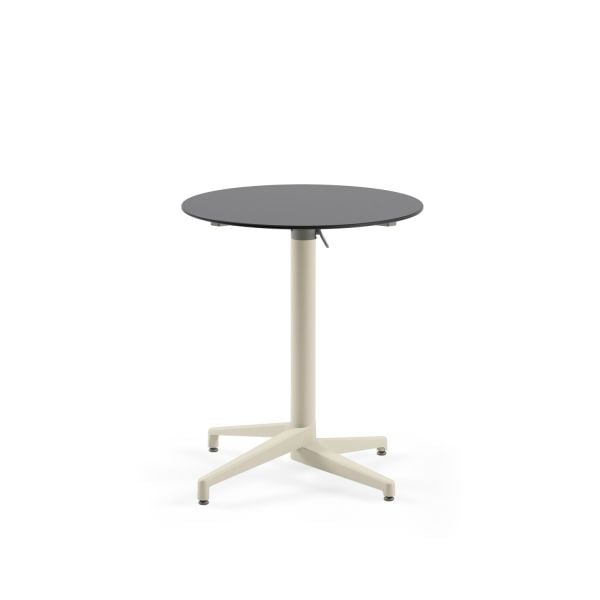 Paslanmaz Compact Katlanır Bahçe Masası - 70 cm Antrasit Gri Laminat, Yuvarlak, Dış Mekan Cafe, Bahçe, Balkon, Otel ve Restoran Kullanımı İçin Dayanıklı Masa Modeli