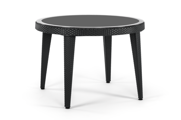 Siyah 4 Kişilik Yuvarlak Bahçe Masa Sandalye Takımı 110 cm