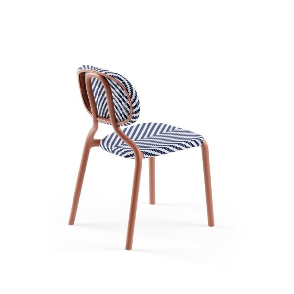 Bahçe Sandalyesi Terrakota Gövde Mavi Beyaz Fileli