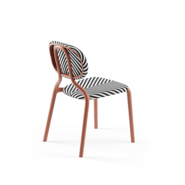 Bahçe Sandalyesi Terrakota Gövde Siyah Beyaz Fileli