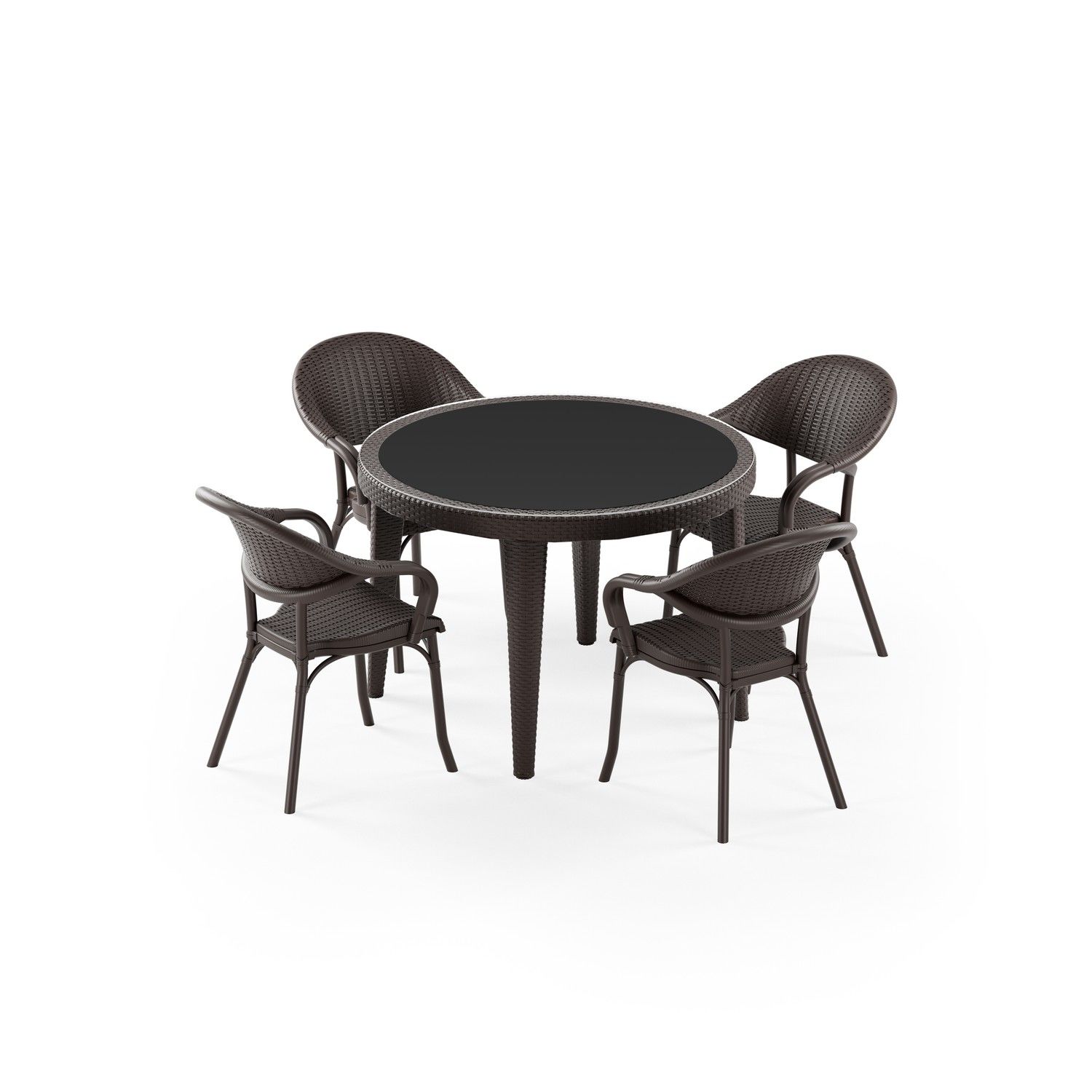 Venge 4 Kişilik Yuvarlak Bahçe Masa Sandalye Takımı 110 cm