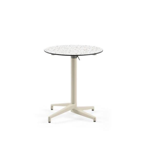 Paslanmaz Compact Katlanır Dış Mekan Masası - Terrazzo Mermer Desenli, 70 cm