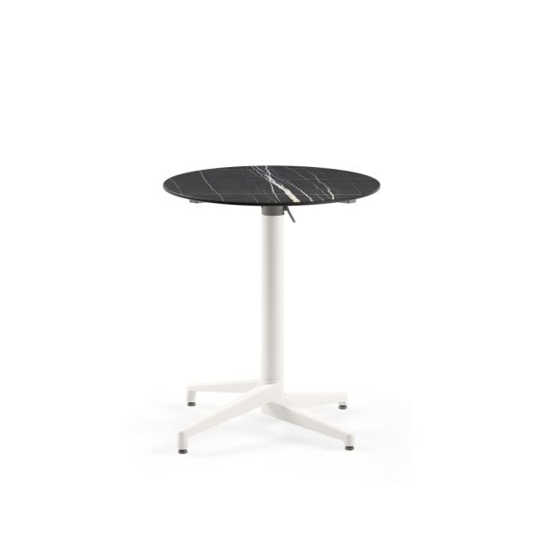 Compact Paslanmaz Katlanır Cafe Masası - 70 cm Siyah Mermer Desenli, Dayanıklı ve Şık Dış Mekan Bahçe Masası