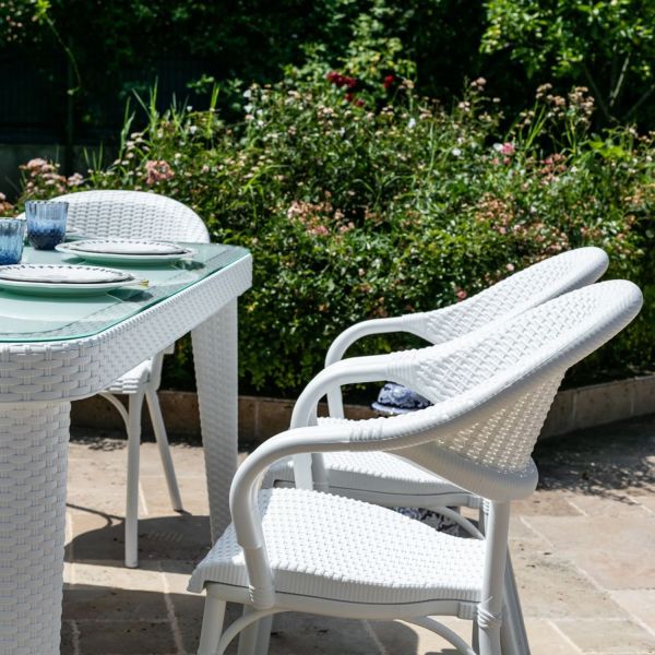 Beyaz 6 Kişilik Bahçe Masa Sandalye Takımı 90x150 cm