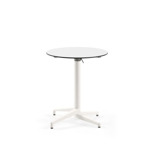 Paslanmaz Compact Katlanır Bahçe Masası - 70 cm Yuvarlak, Beyaz Laminat, Dış Mekan İçin Dayanıklı Masa