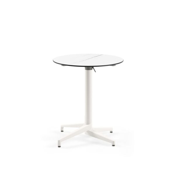 Paslanmaz Compact Katlanır Bahçe Masası – 70 cm Beyaz Mermer Desenli, Balkon, Teras, Kafe, Restoran İç ve Dış Mekan Kullanımına Uygun
