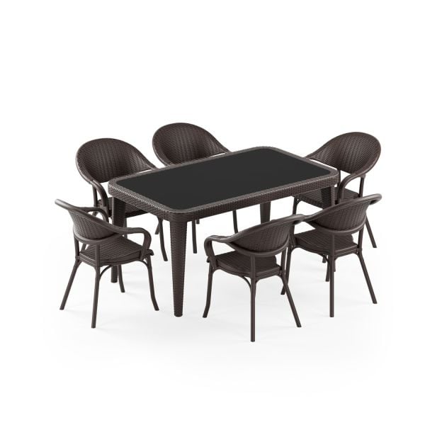 Venge 6 Kişilik Bahçe Masa Sandalye Takımı 90x150 cm
