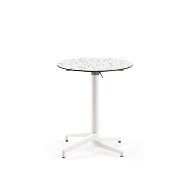 Terrazzo Desenli Compact Katlanır Kafe Masası - Paslanmaz, 70 cm Yuvarlak, Bahçe Dış Mekan Ve İç Mekan Kullanımı için Dayanıklı Masa