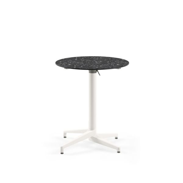 Paslanmaz Compact Katlanır Yuvarlak Bahçe Masası – 70 cm Terrazzo Desen – Cafe, Restoran, Balkon ve Dış Mekan Kullanımı için Dayanıklı Masa