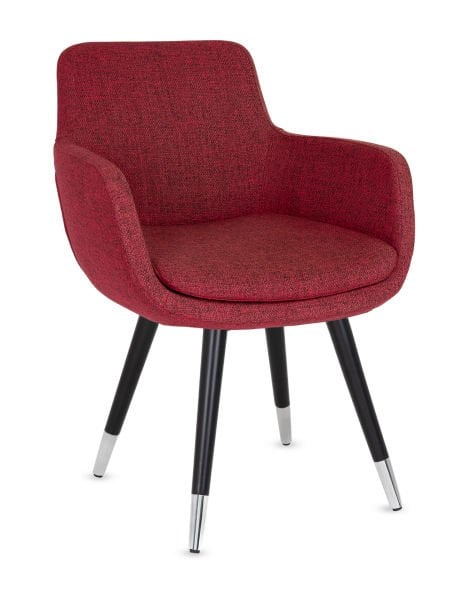 Şık ve Ergonomik Bulut Sandalye Bordo Kumaş Gürgen Ayak Krom Detaylı Tasarım