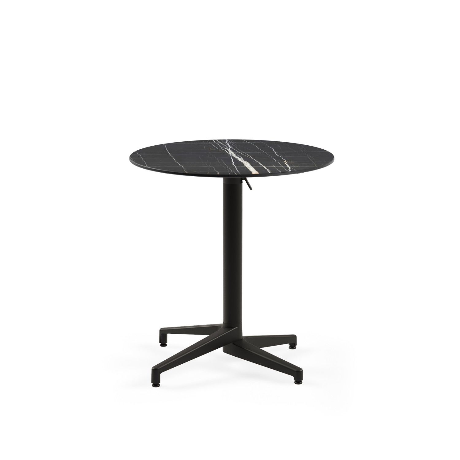 Siyah Compact Katlanır Paslanmaz Bahçe Masası - 70 cm Yuvarlak, Dış Mekan Cafe & Restoran Masası