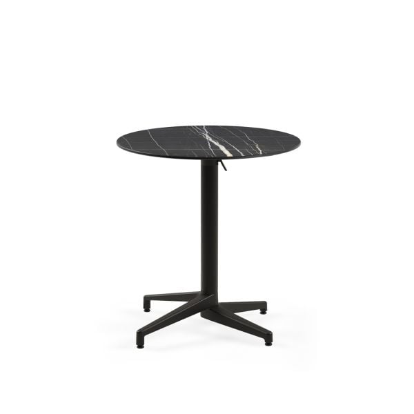 Siyah Compact Katlanır Paslanmaz Bahçe Masası - 70 cm Yuvarlak, Dış Mekan Cafe & Restoran Masası