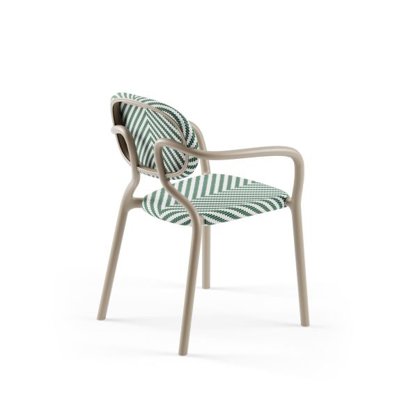 Dış Mekan Sandalyesi Kum Beji Yeşil Beyaz Fileli Kollu